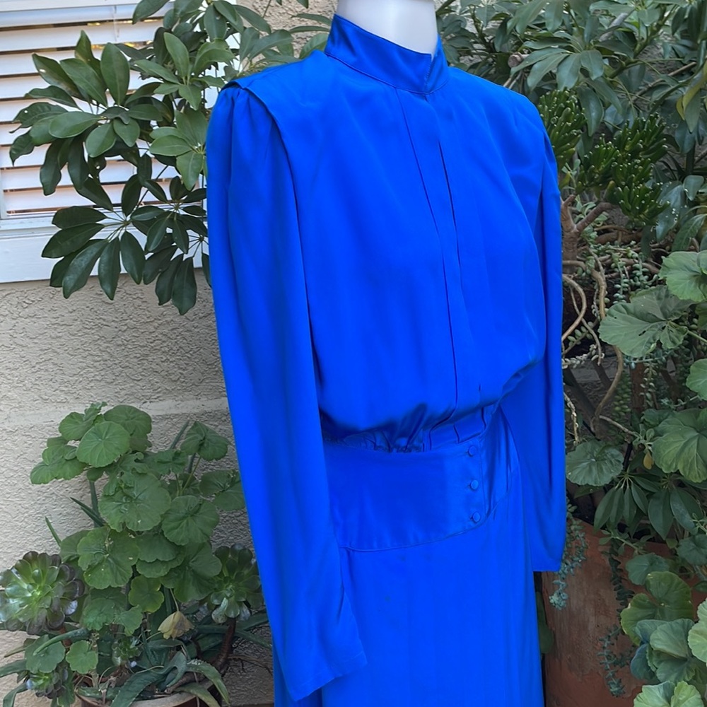 Vintage royal blue Cadaz silk dress - Picture 9 of 12